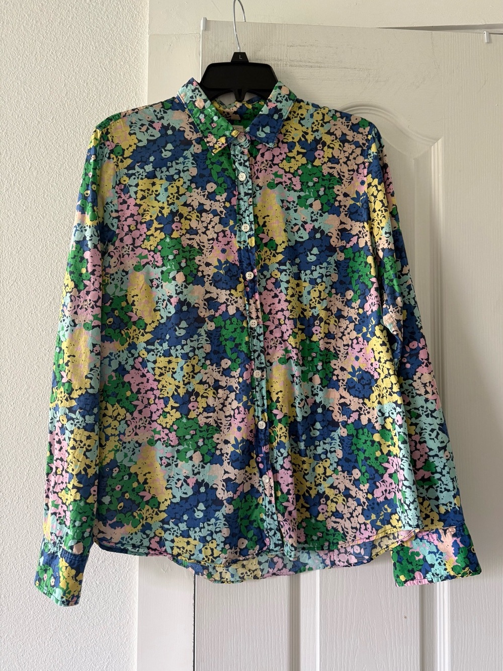 J.Crew Floral Button Down Shirt Women L Oversized Cotton Colorful